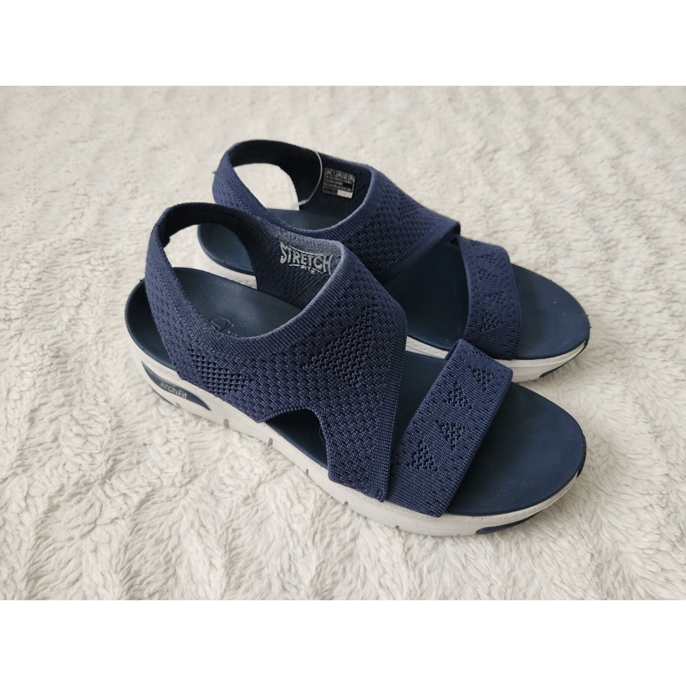 Skechers Arch Fit Brightest Day Walking Sandals Navy Blue Womens Size 10